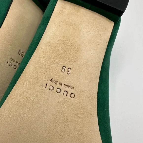 NEW Gucci Emerald Green Flats with Gold Detail WITH BOX AND DUSTBAGS - Picture 11 of 11